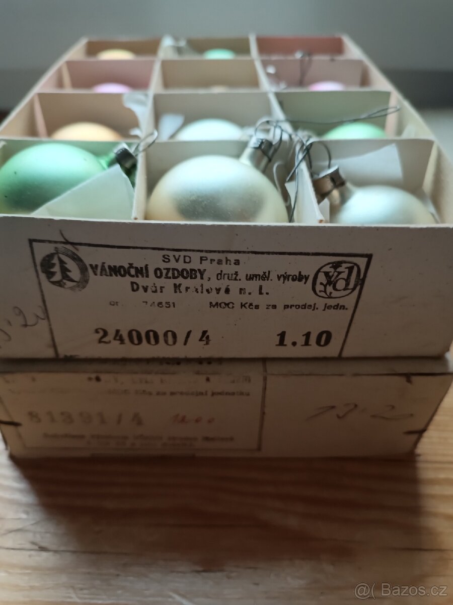 Vintage skleněné vánoční ozdoby ČSSR - 7