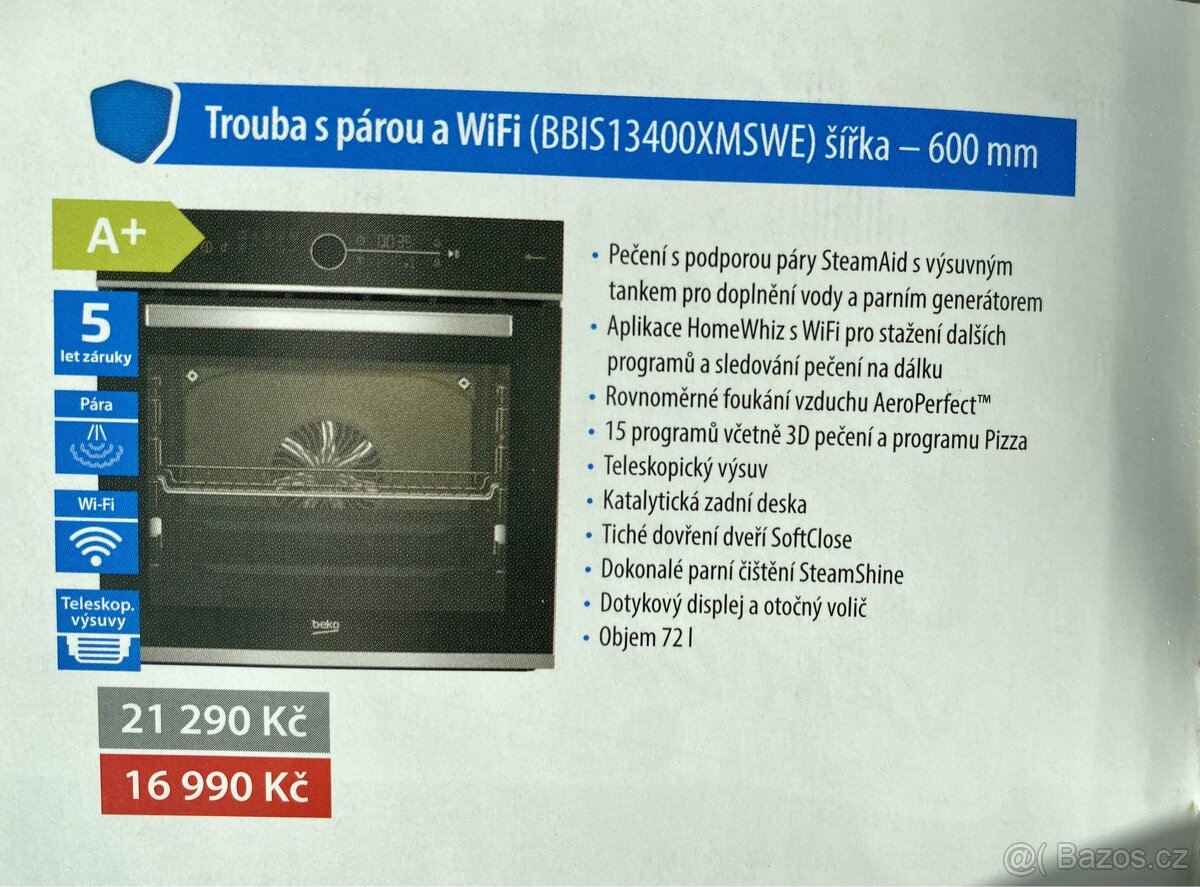Nová trouba BEKO BBIS13400XMSWE-s párou,5 let zár SUPER CENA - 7