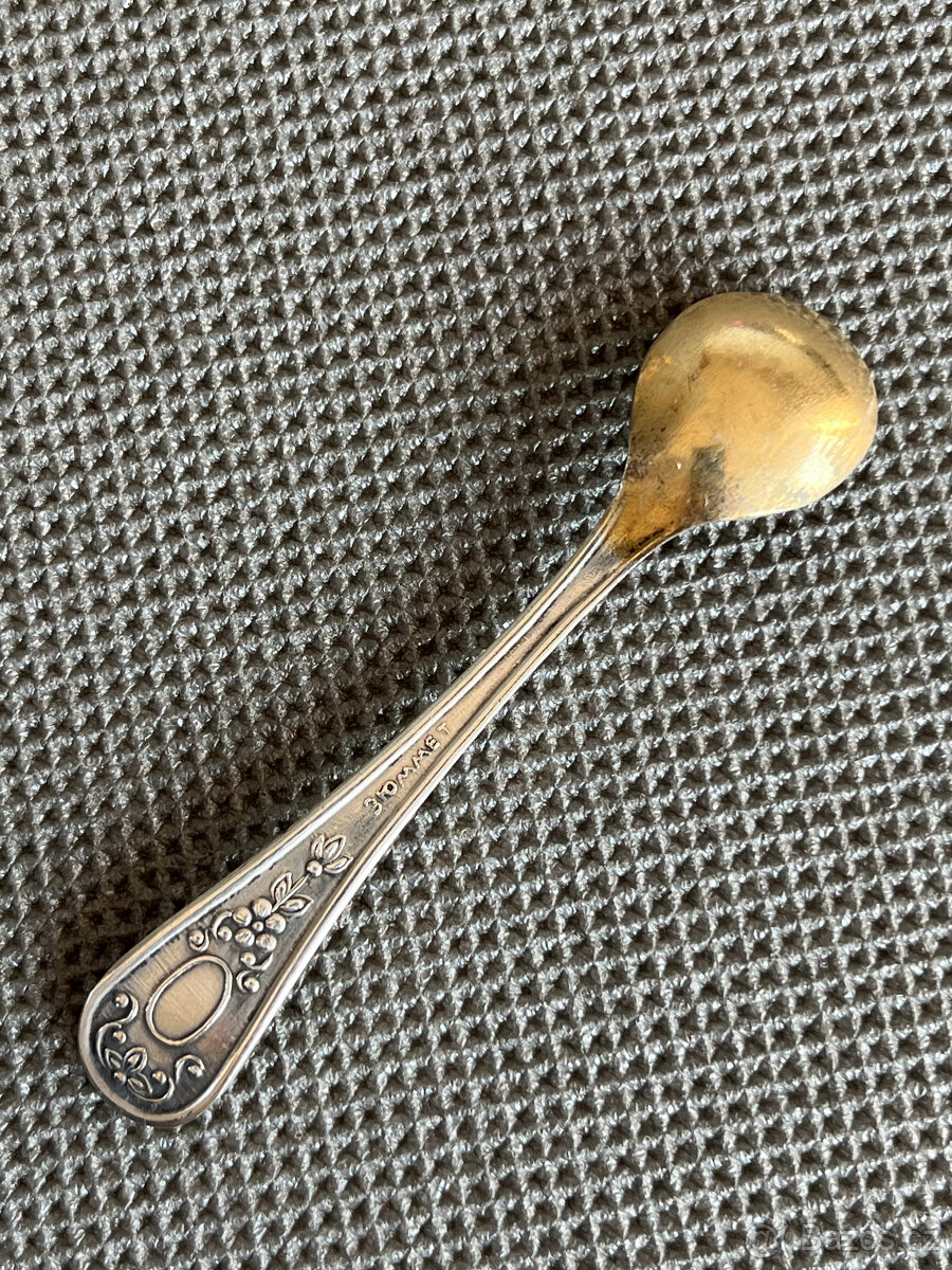 Smaltovaná melchiorová solnička a lžička, SSSR - 7