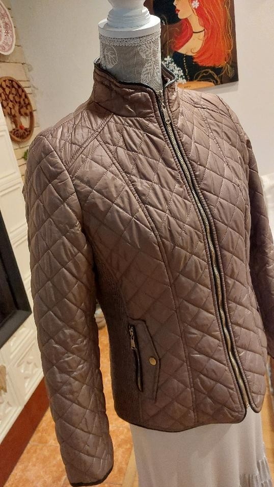 Prošívaná přechodová bunda se stojáčkem čokoládová - 7