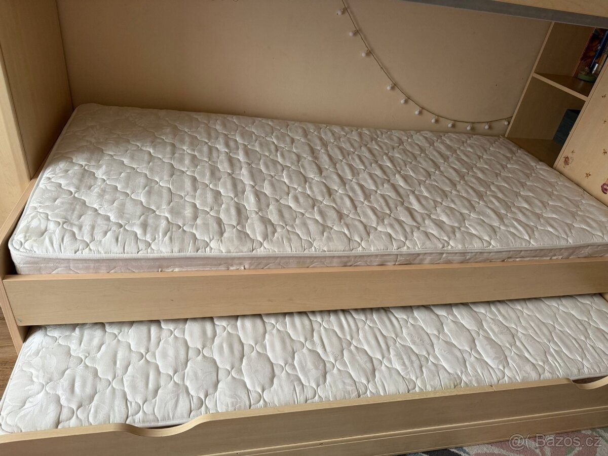 Dětská patrová postel se šatní skříní, včetně matrací - 7