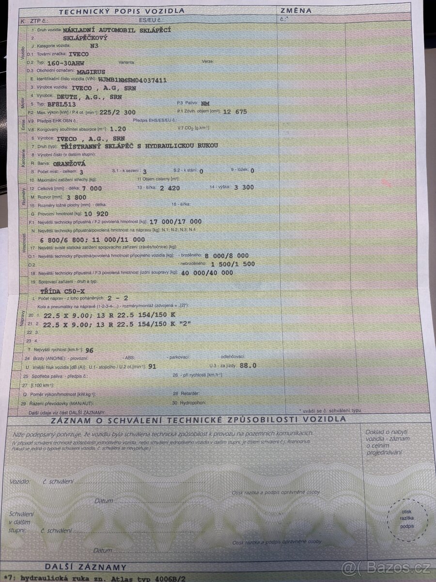 Prodám IVECO MAGIRUS motor DEUTZ s hyd. ruk. Palfinger Atlas - 7