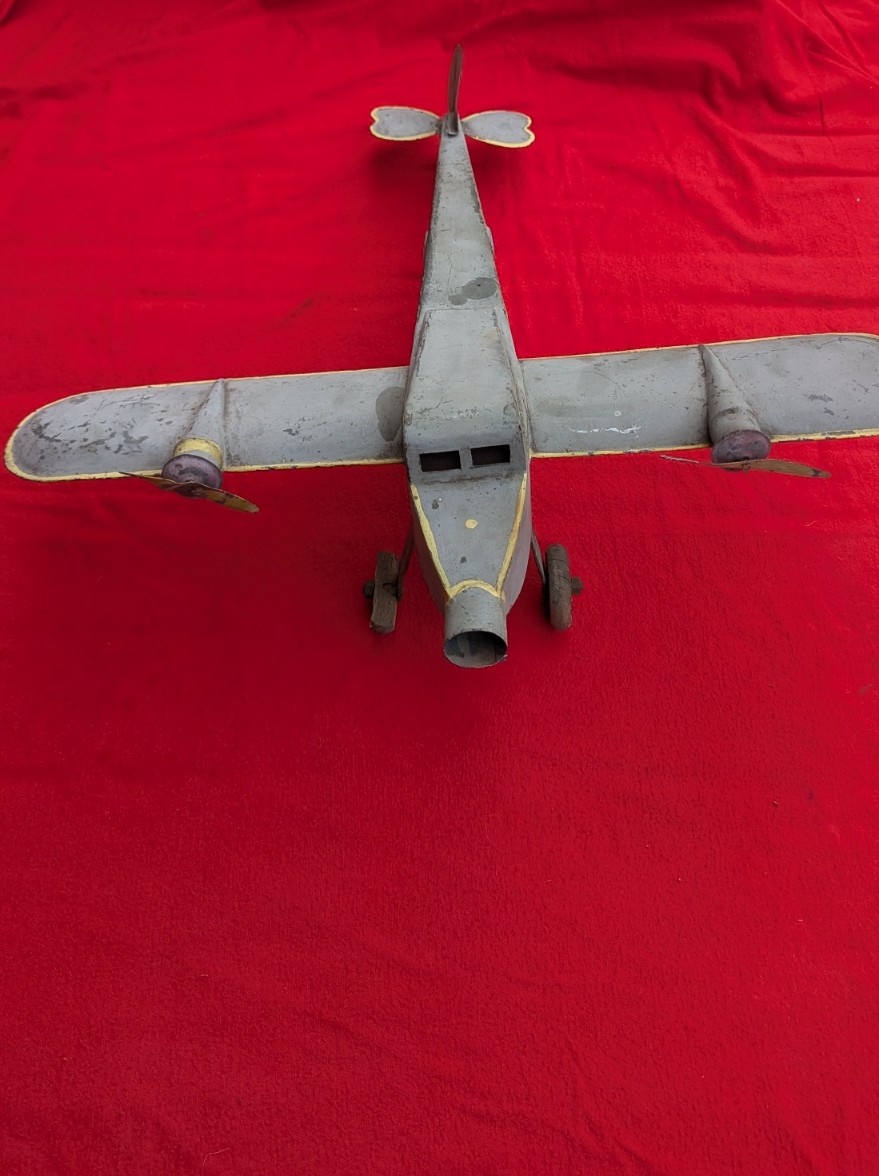 Stará plechová hračka z 1 republiky model letadla - 7