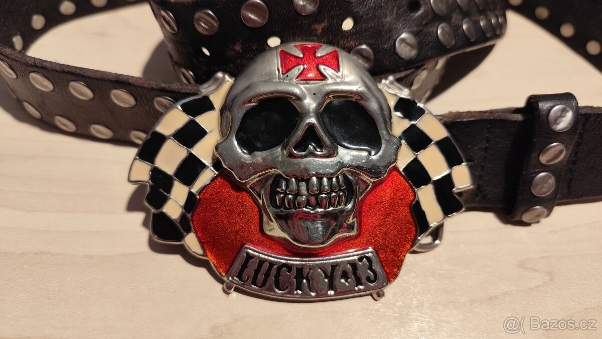 Masivní studded kožený opasek - 7