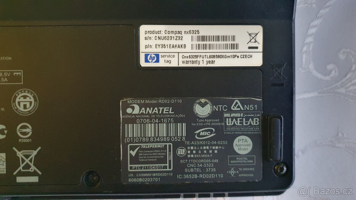 Notebook HP Compaq NX6325 (vypíná se) - 7