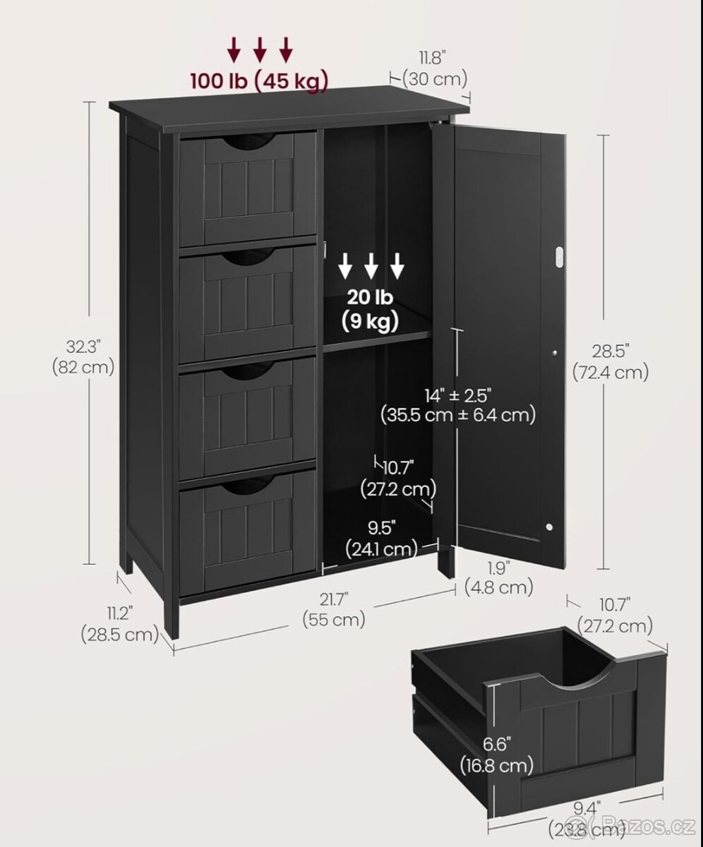 Černá mat skříňka - 7