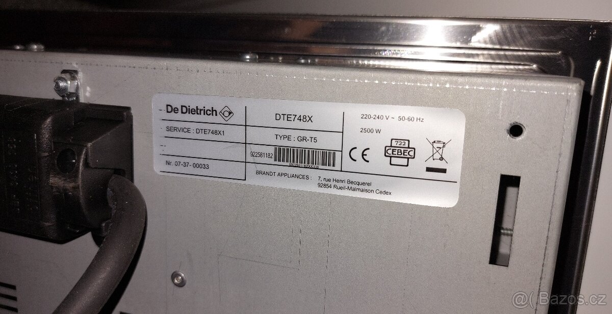 vestavný gril DE DIETRICH DTE748X - 7