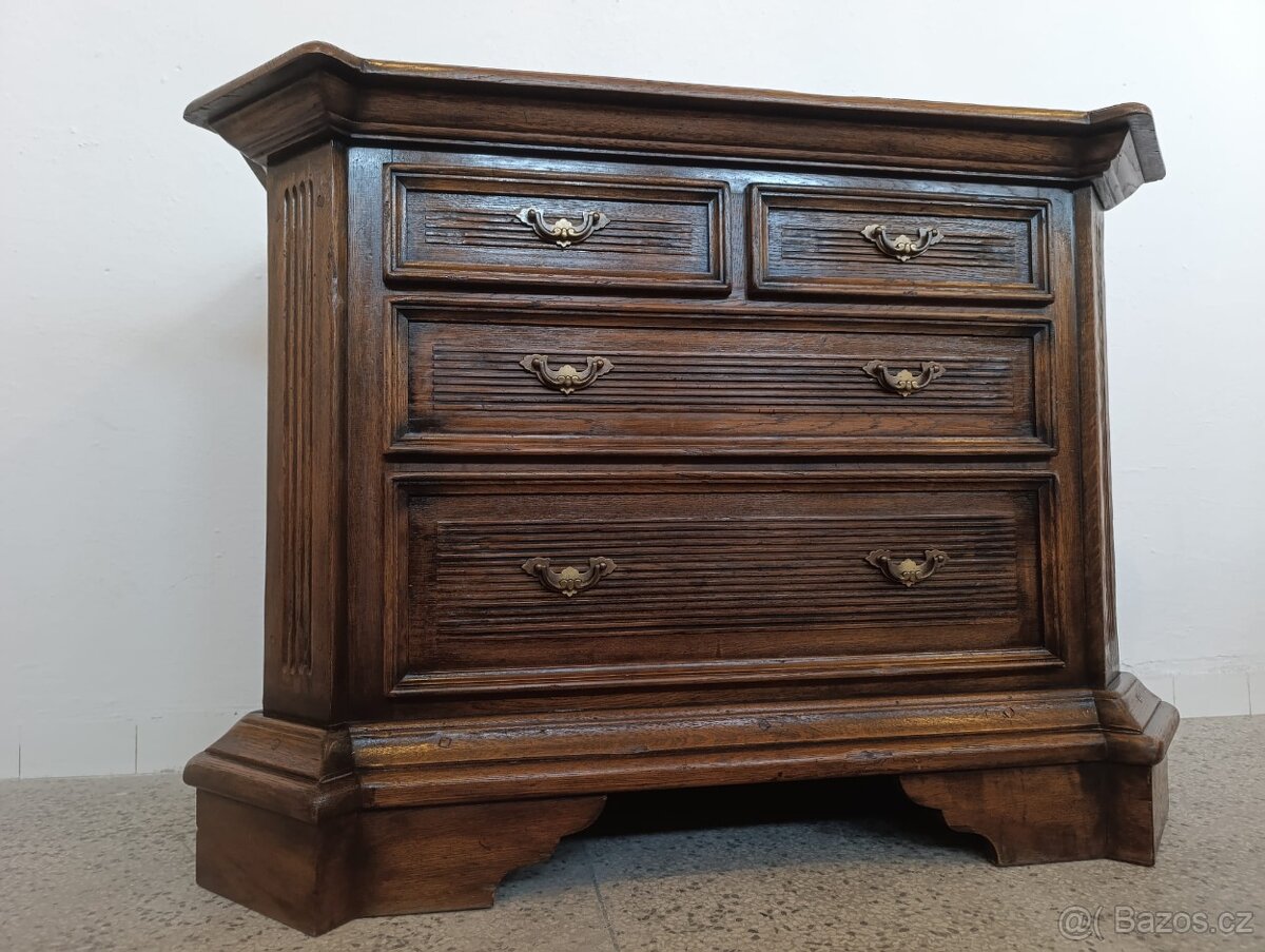 Starožitná komoda + zrcadlo, nábytek z masívu - 7