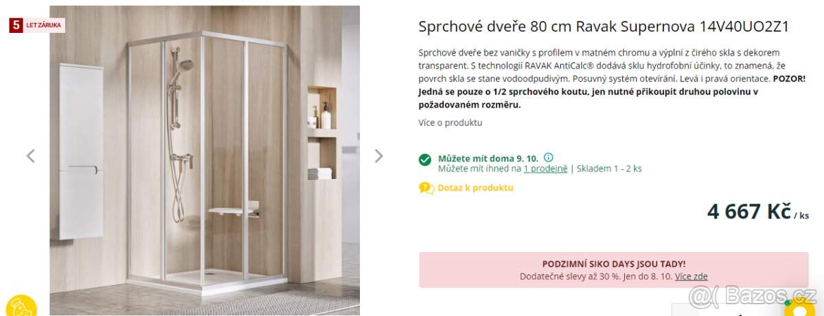 RAVAC - Sprchové dveře rohové zasouvací - 80x80 - 7