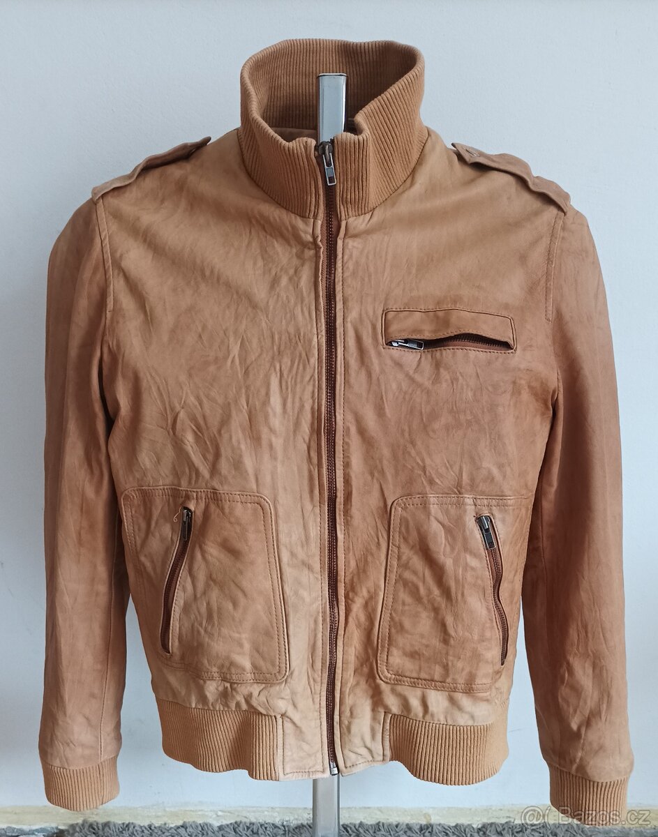 Pánská kožená bunda hnědá - 7
