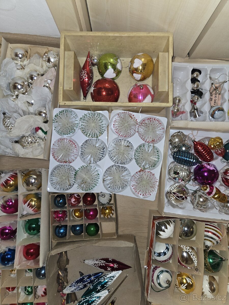 Hromada starých retro vánočních ozdob levne - 7