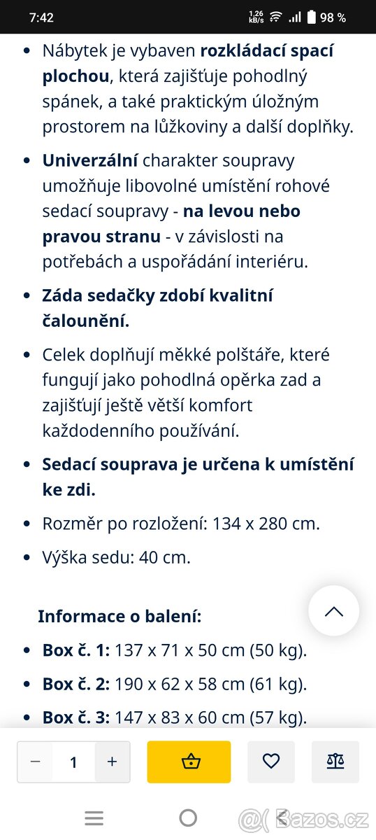 Prodám rozkládací pohovku/gauč do U SPĚCHÁ STĚHOVÁNÍ - 7