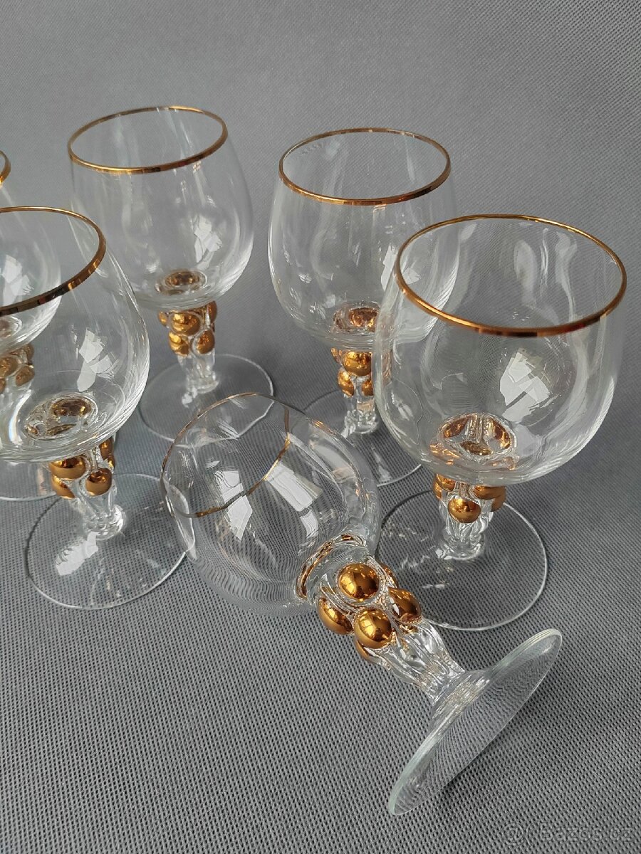 Nádherná sada skleniček na vino Zlatá Zuzana 1956-1960 - 7