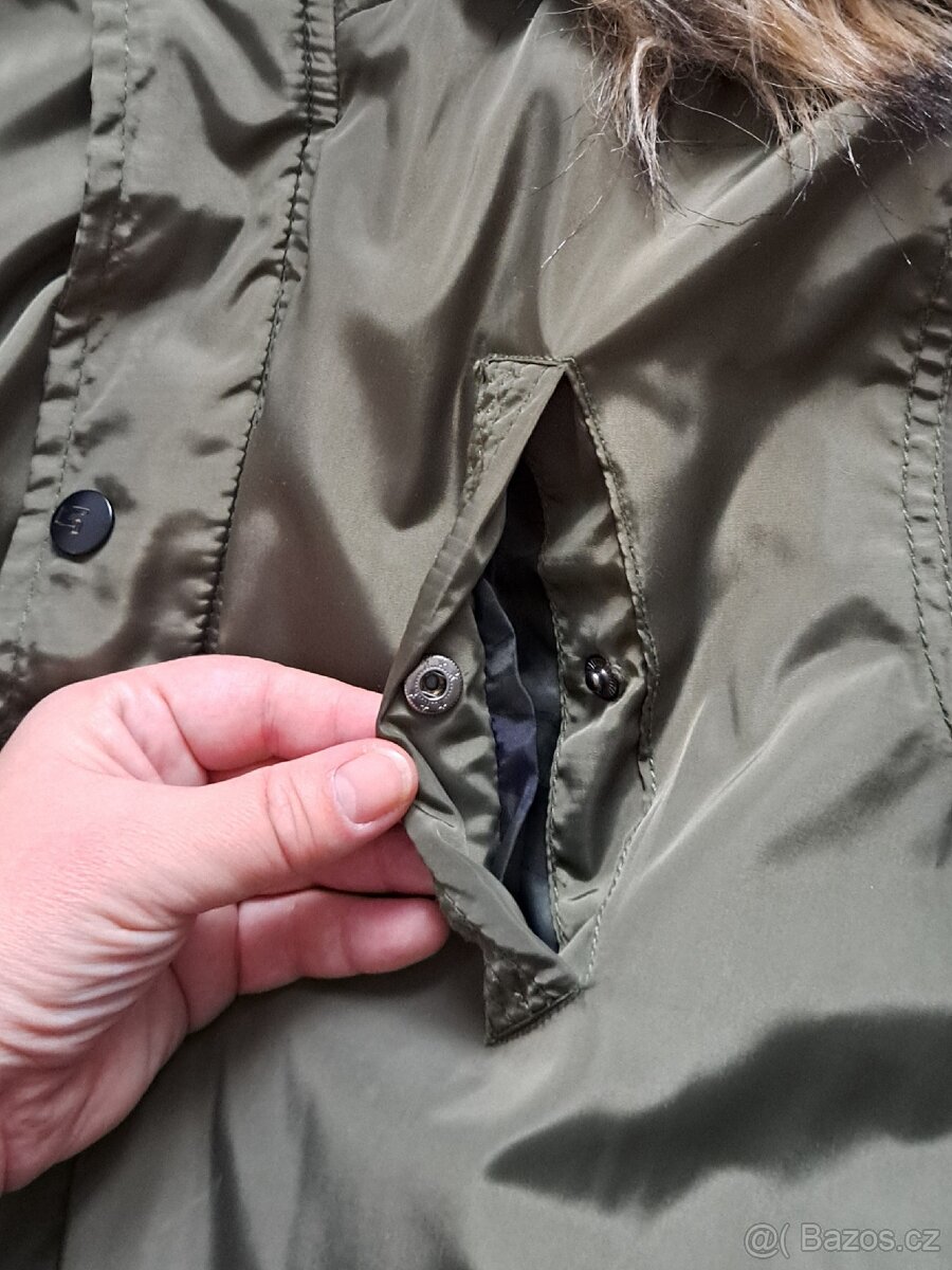 Crosswind - Zimní lesklá khaki bunda s kapucí vel.L - 7