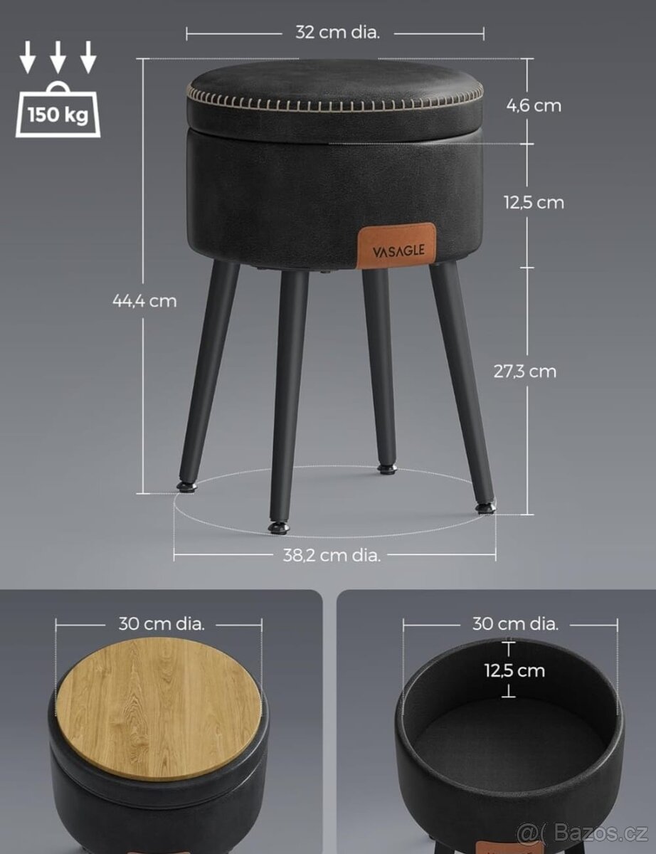 Nový taburet s úložným prostorem Vasagle - 7
