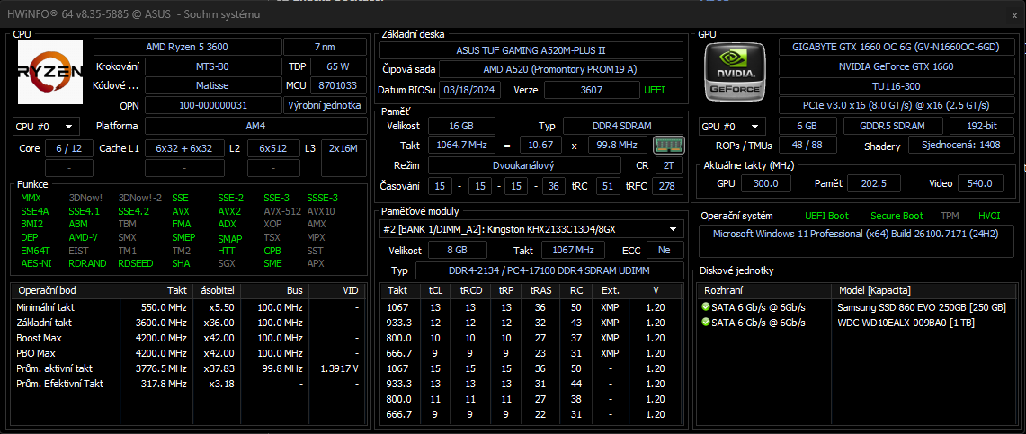 Herní PC – Ryzen 5 3600 + GTX 1660 6GB, 16 GB RAM, SSD + 1TB - 7