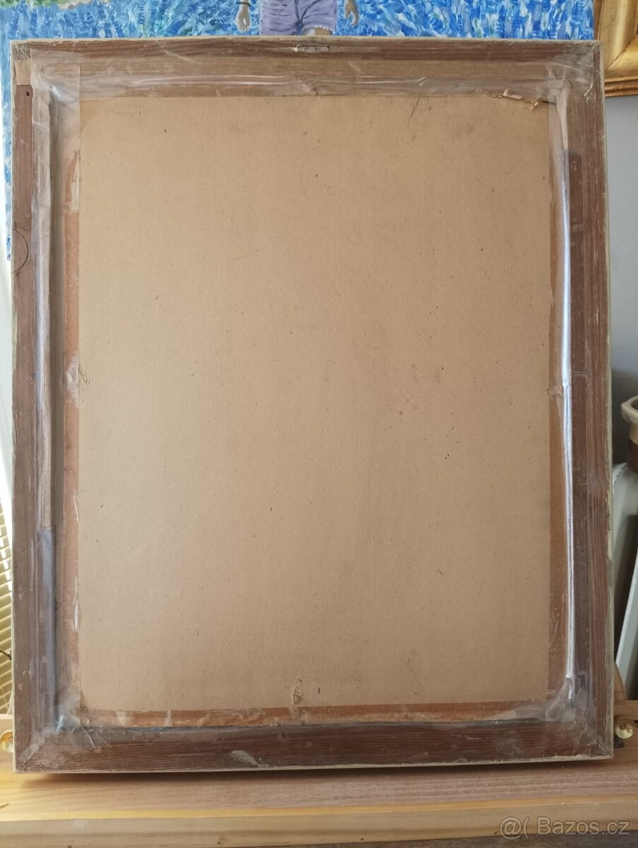 OBRAZ OLEJ V DŘEVĚNÉM VYŘEZÁVANÉM RÁMU SIGNATURA - 7