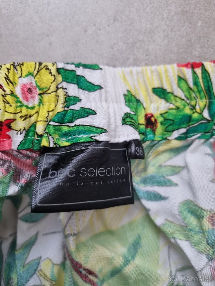 Nové široké letní dámské kalhoty haremky vel S 36 s květy - 7