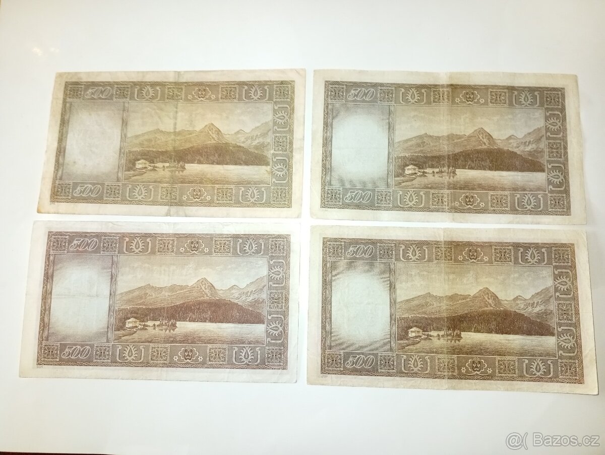 BANKOVKY 500 KČS, 1946, NEPERFOROVANÉ, RŮZNÉ SÉRIE - 7