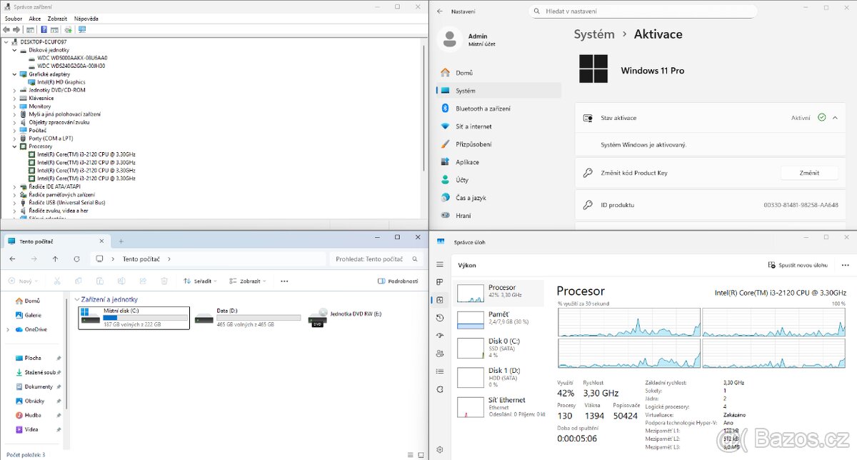 HP Compaq - i3 / 8GB RAM / 240GB SSD+HDD / Win11 Pro - 7