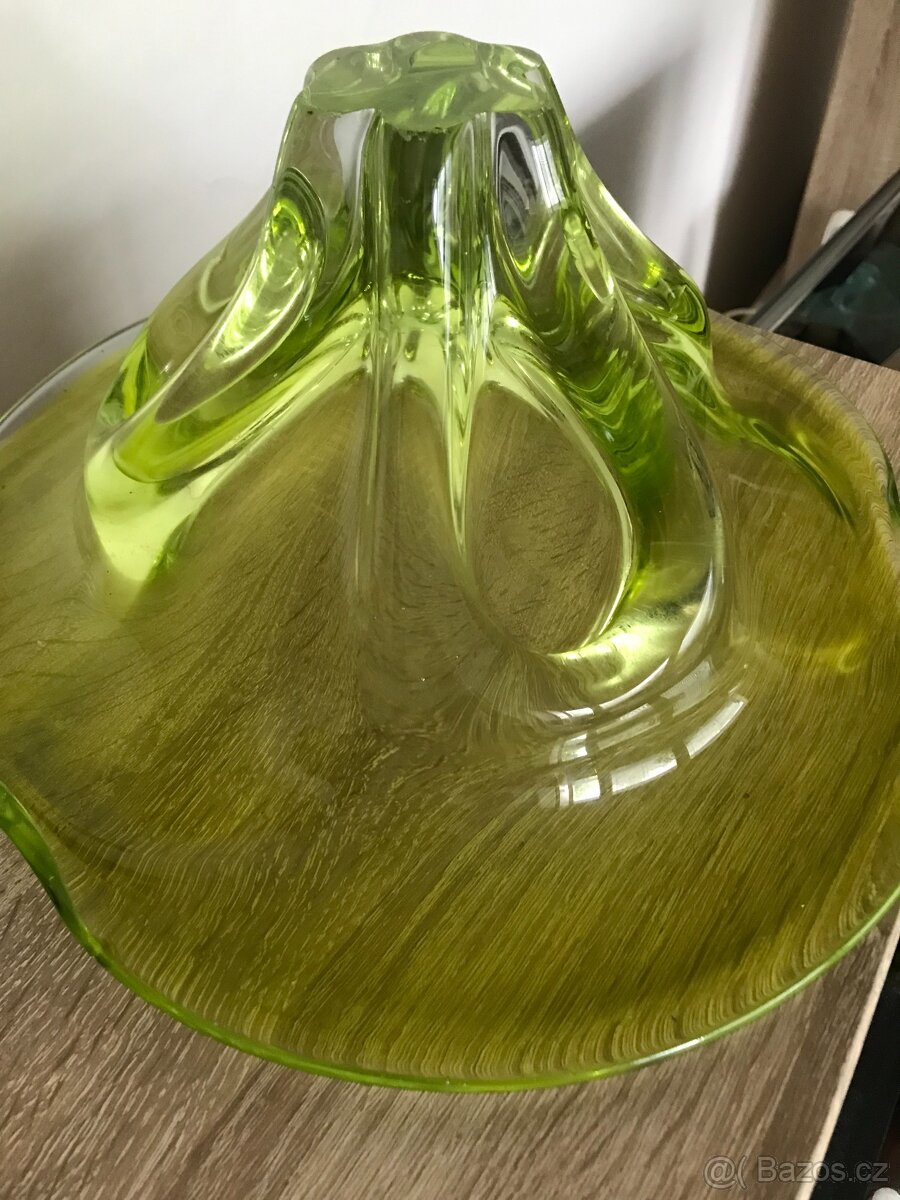 starožitná mísa hutní sklo Josefa Hospodka sklárna Chřibská - 7