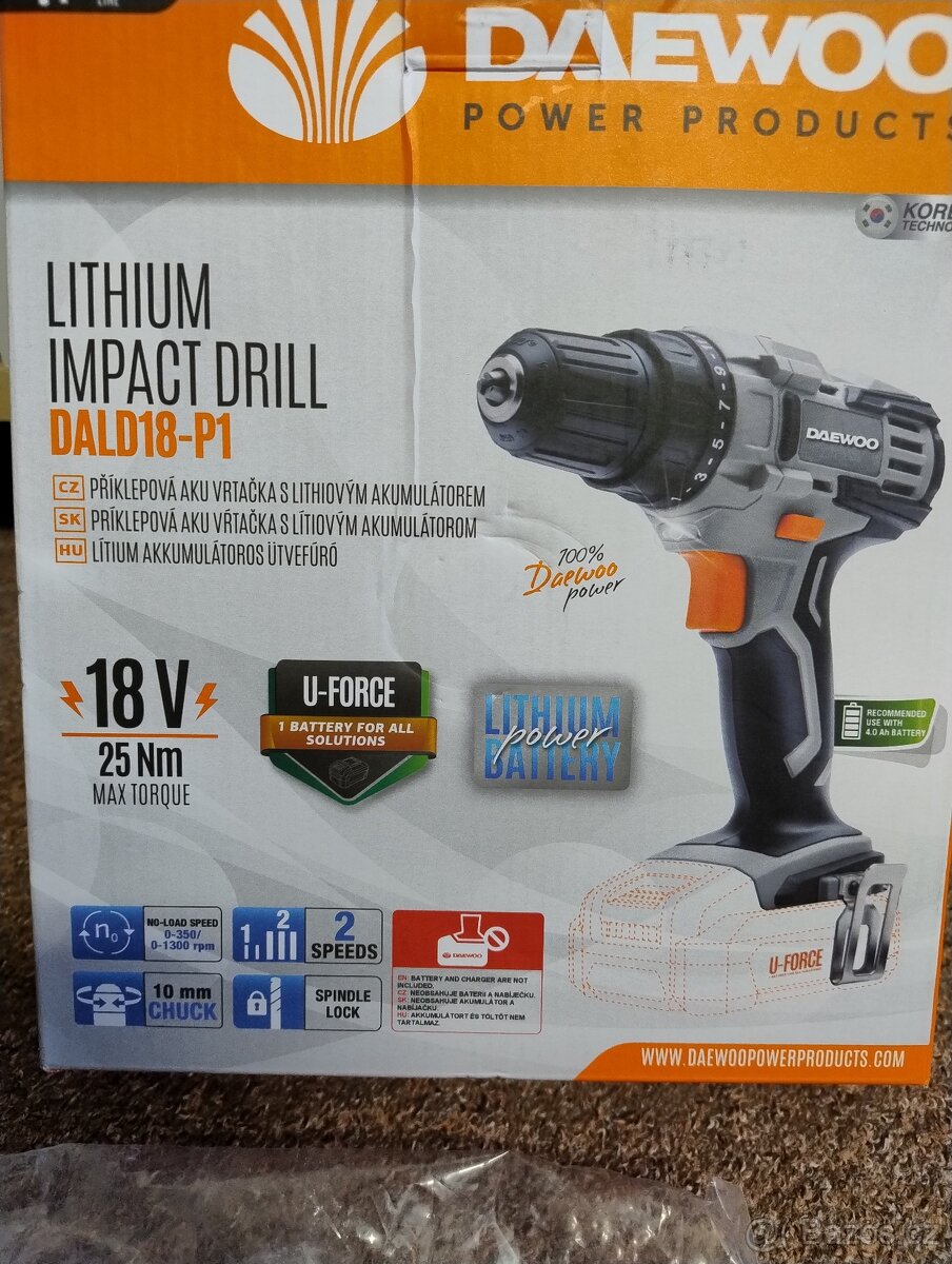 Prodám Aku. vrtačku Daewoo DALD18-P1, nová, - 7