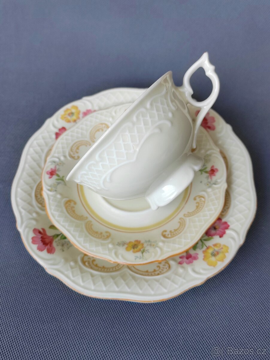 Krásná porcelánová čajová sada/trio od manufaktury Karlsbad - 7