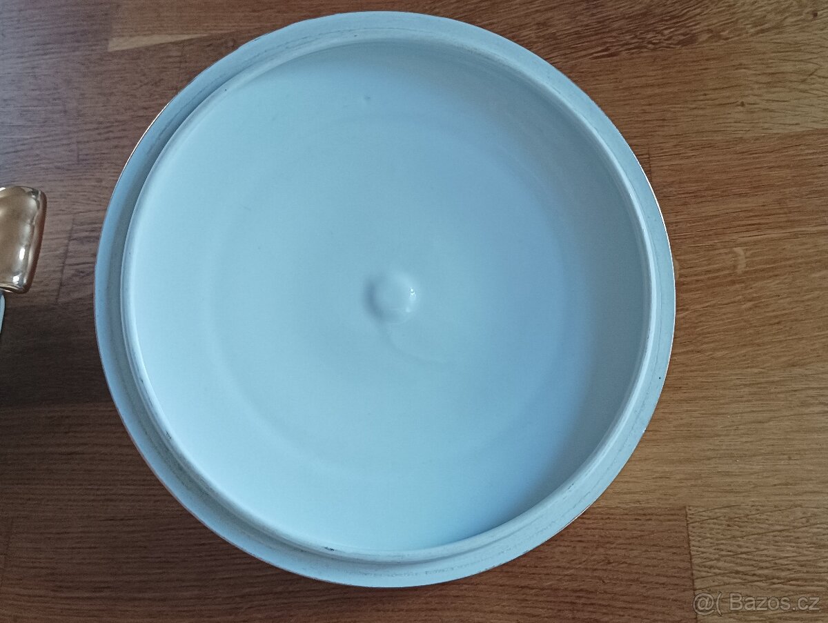 STAROŽITNÁ PORCELÁNOVÁ TERINA A TALÍŘ LIMOGES FRANCIE - 7