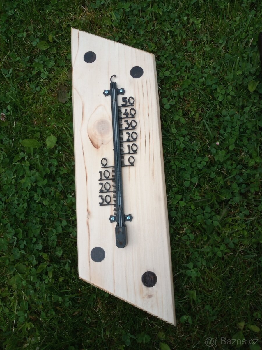 Dřevěný teploměr, masivní dřevo, ruční výroba - 7