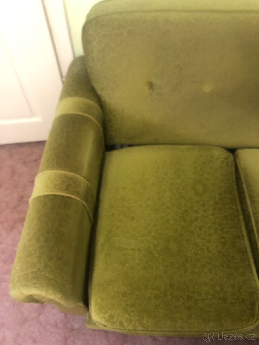 Retro pohovka + 2 křesla zelené - 7