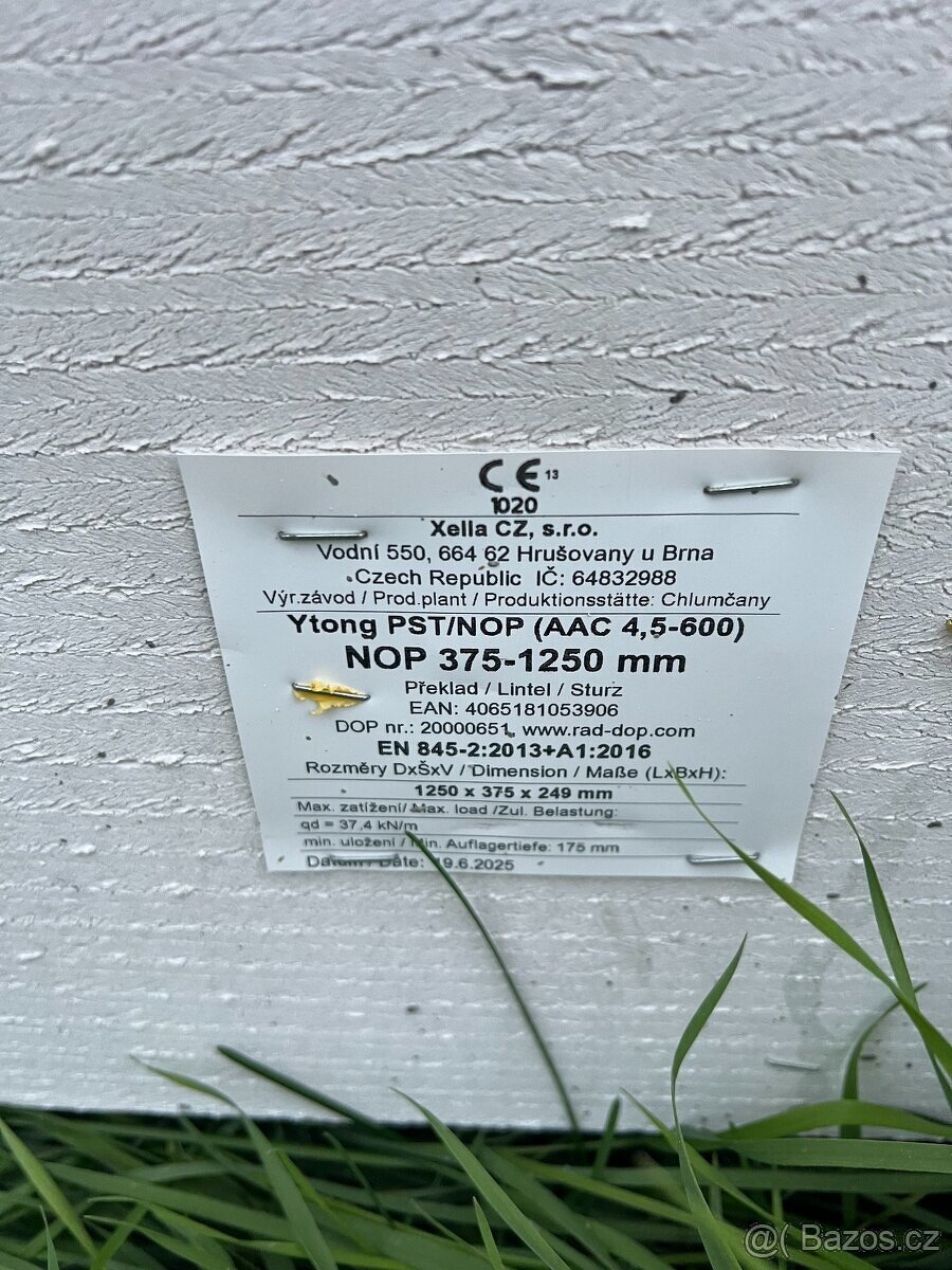 Yton nosné a nenosné překlady, příčkovky 75 mm - 7