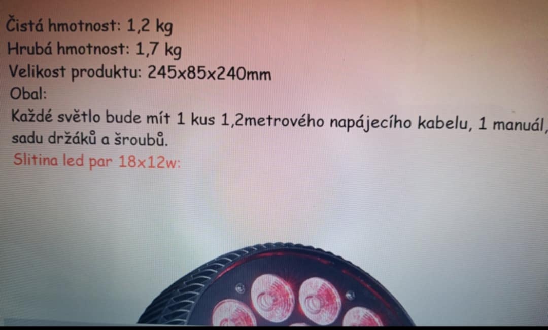 Nové ALU Led Par 18x12 Wat RGBW - 7