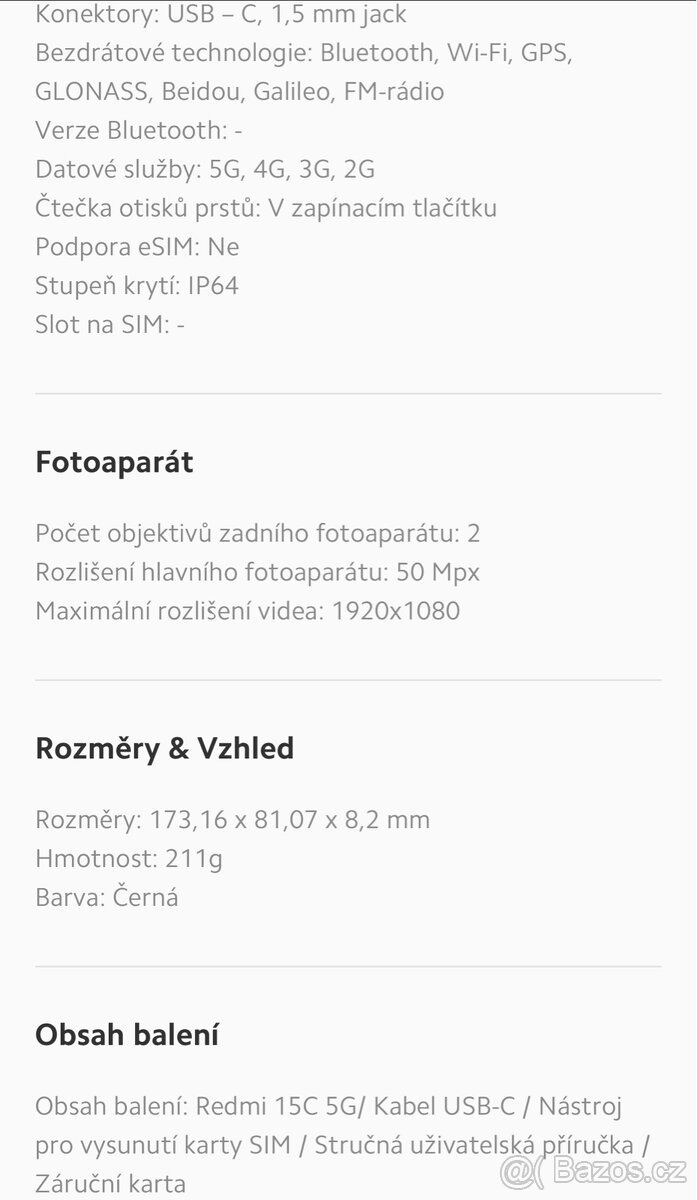 Redmi 15C 5G Midnight Black 4GB RAM 128GB - 7