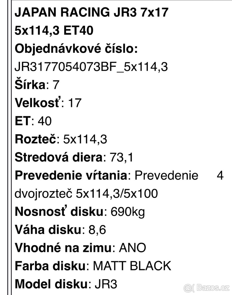 Japan racing jr3 5x114,3 / 5x100 7x17 et40 - 7