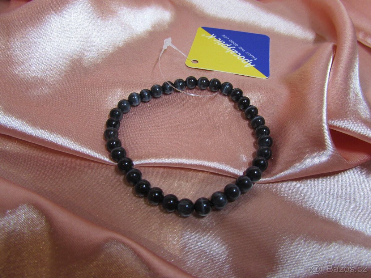 ♥️ Krásný náramek z přírodního kamene (kočičí oko, achát) - 7