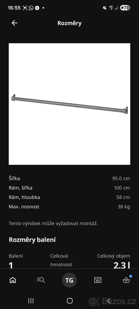 IKEA PAX 2x policový díl na boty, 2x šatní tyc - 7