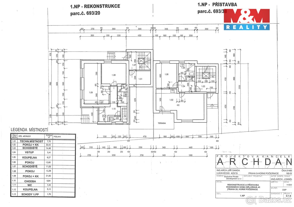 Prodej developerského projektu, 421 m², Praha, ul. Běluňská - 7