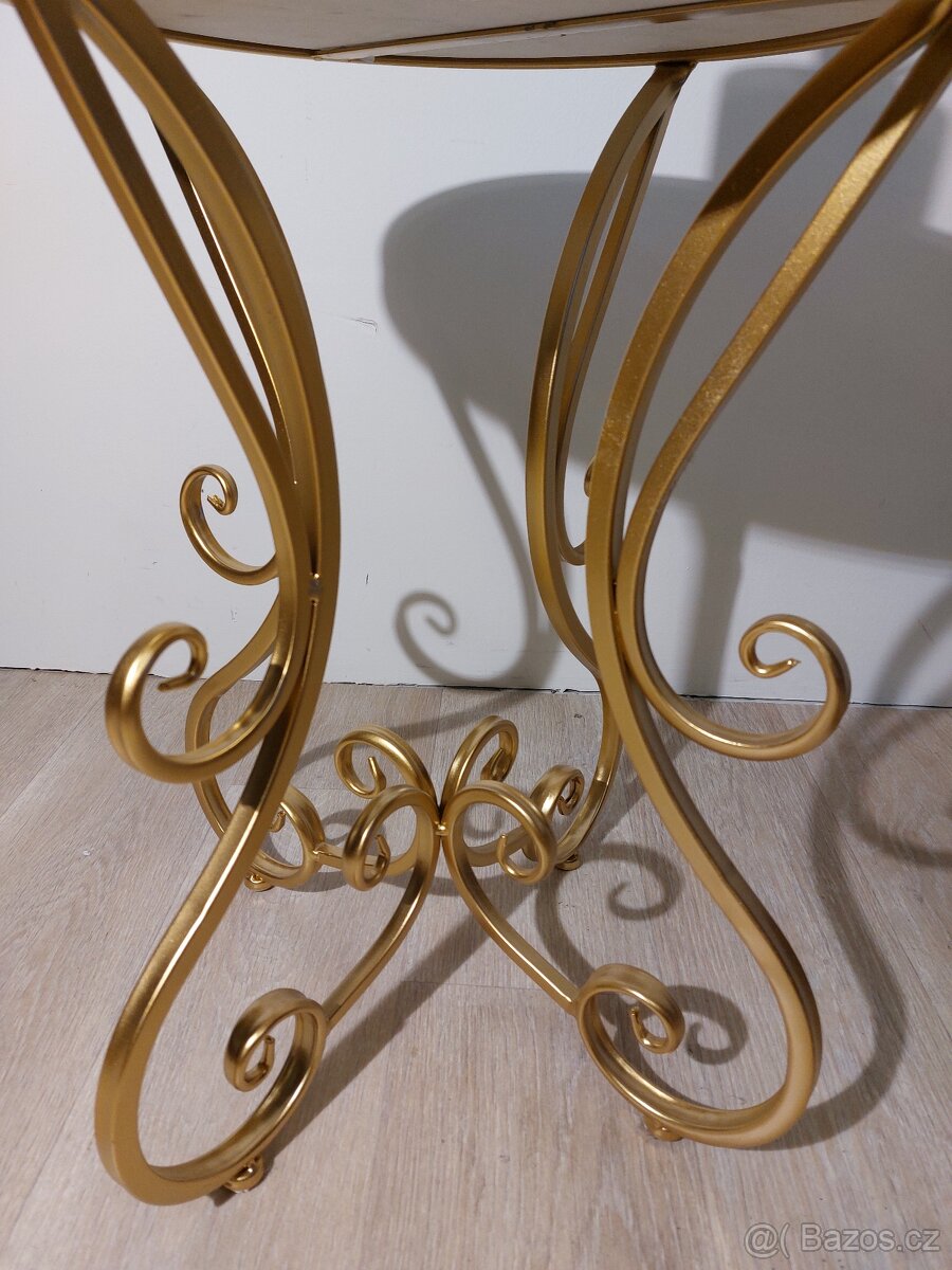 Nový zlatý stolek s pravým mramorem - 7