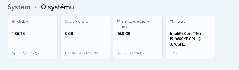 Herní PC / RX6600 XT / I5 9600KF / 16GB ram - 7