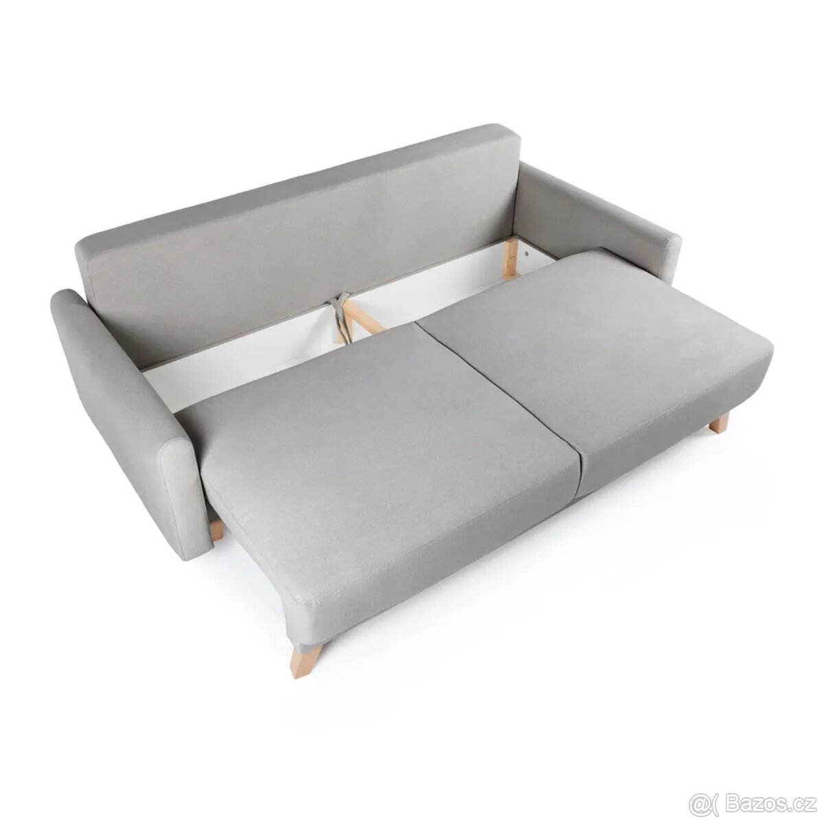 Světle šedá rozkládací pohovka 214 cm - 7