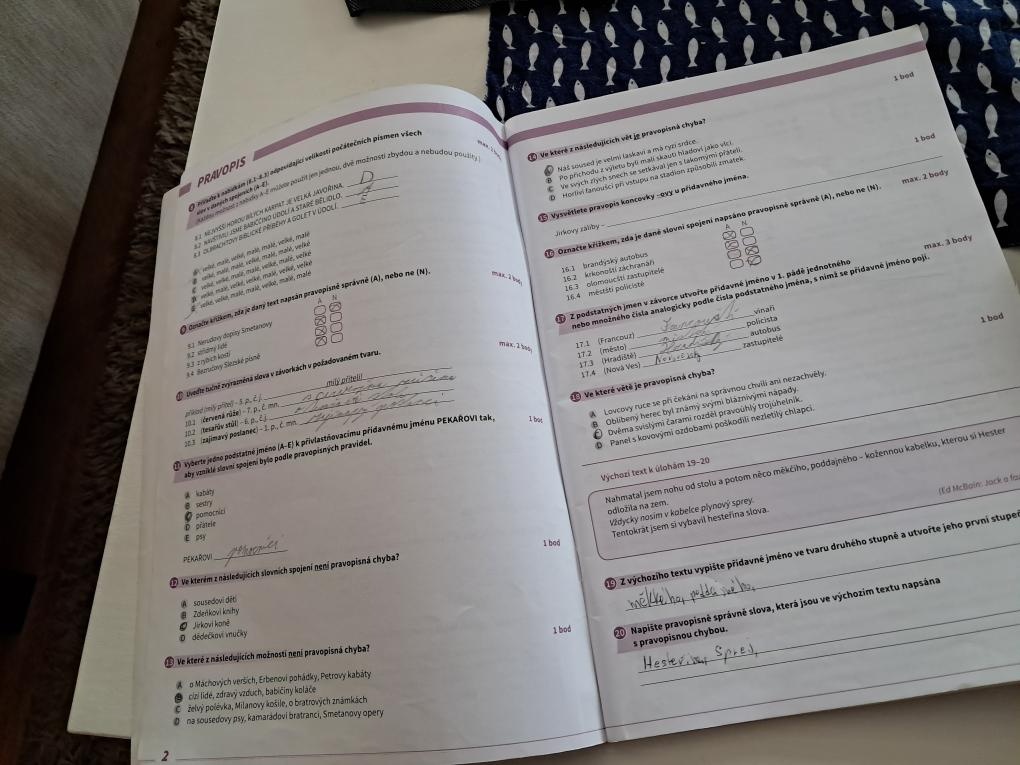 Přijímačky na SŠ - matematika + český jazyk - 7