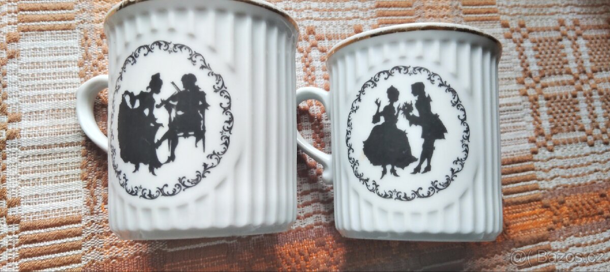 Hrnky starožitné rokoko Dubí Czechoslovakia - 7