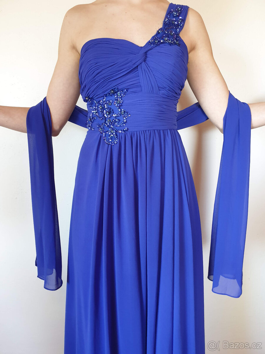 Plesové šaty - královská modř - 7
