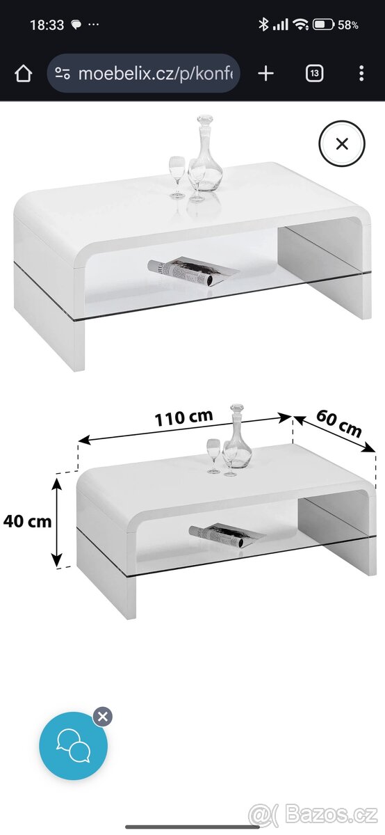 Konferenční stůl bílý lesk - 7