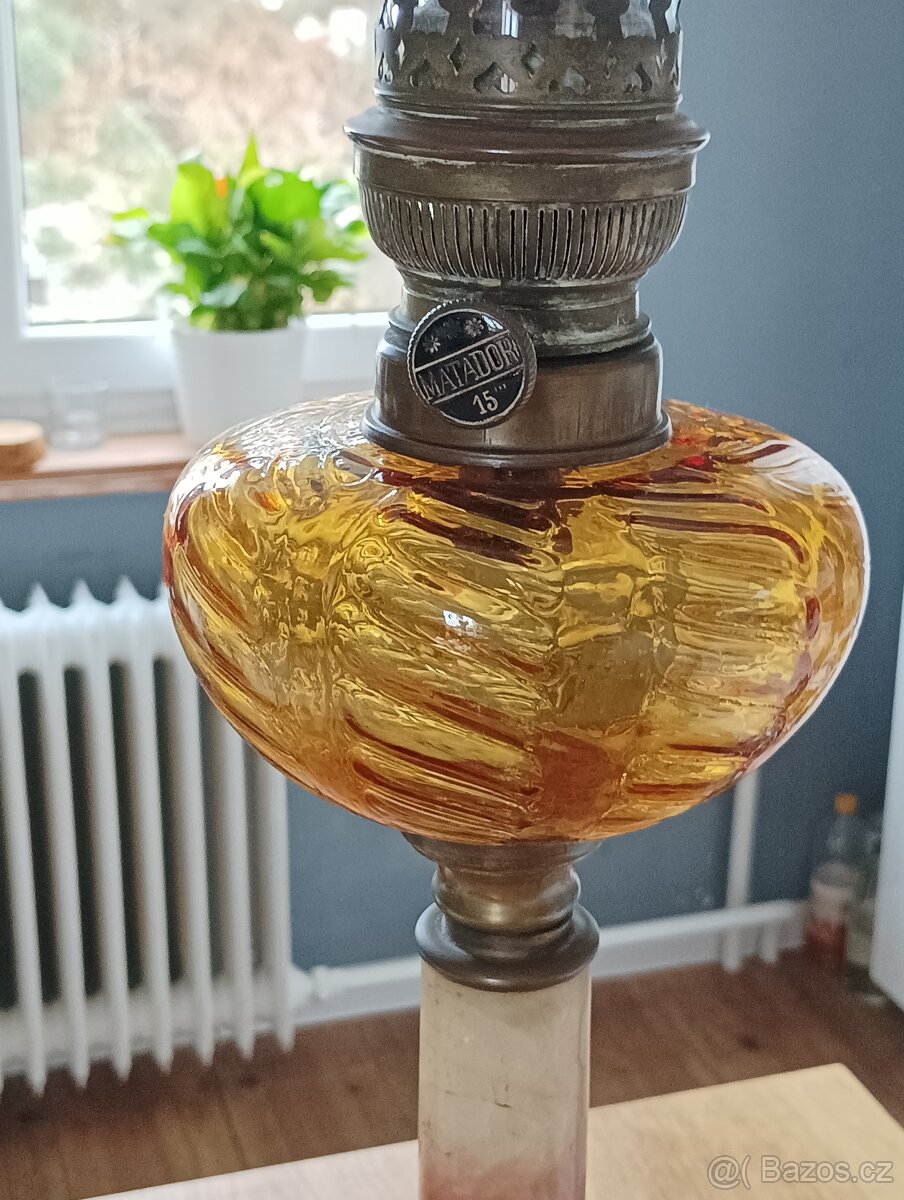 STAROŽITNÁ SECESNÍ PETROLEJOVÁ LAMPA EHRICH & GRAETZ 19.STOL - 7