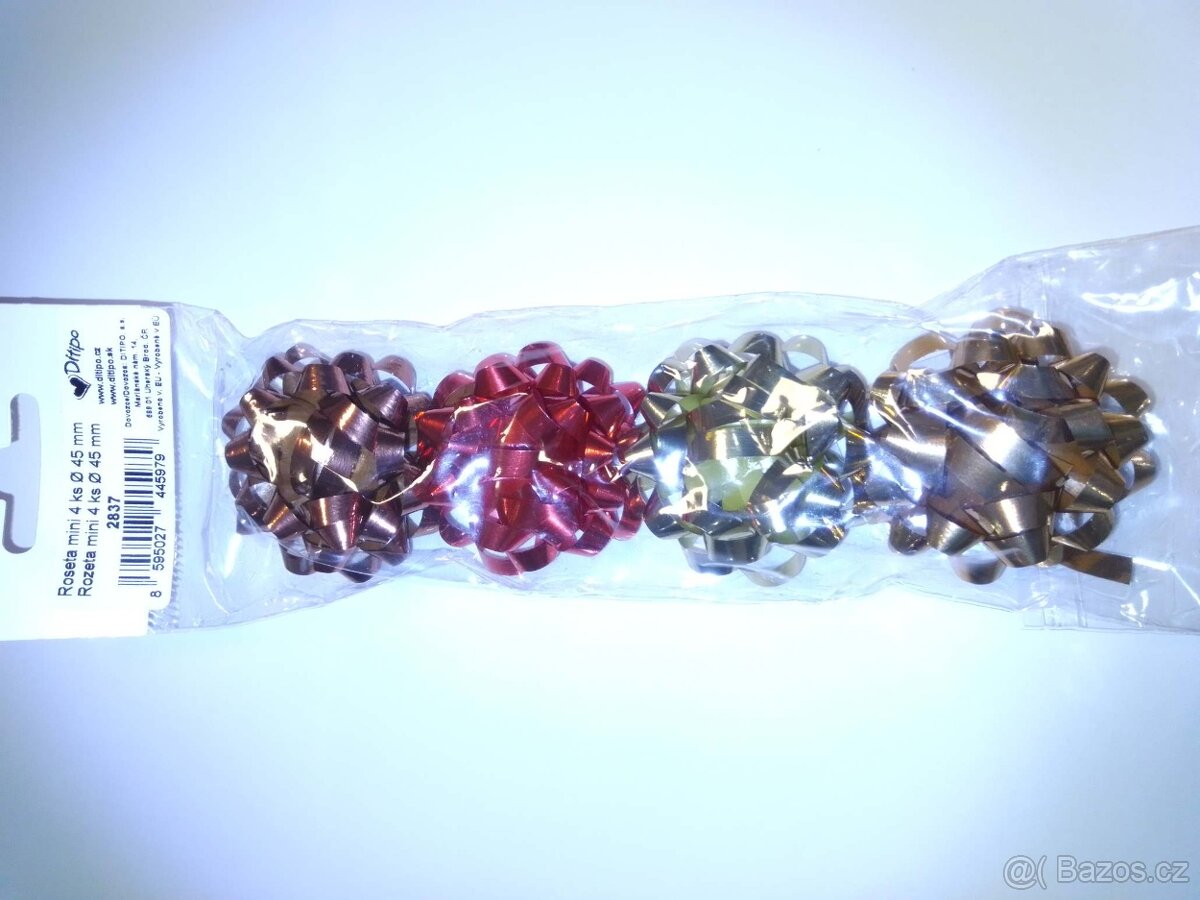 Vánoční ozdoby, dekorace barevné stuhy 10m a rozety Nové - 7