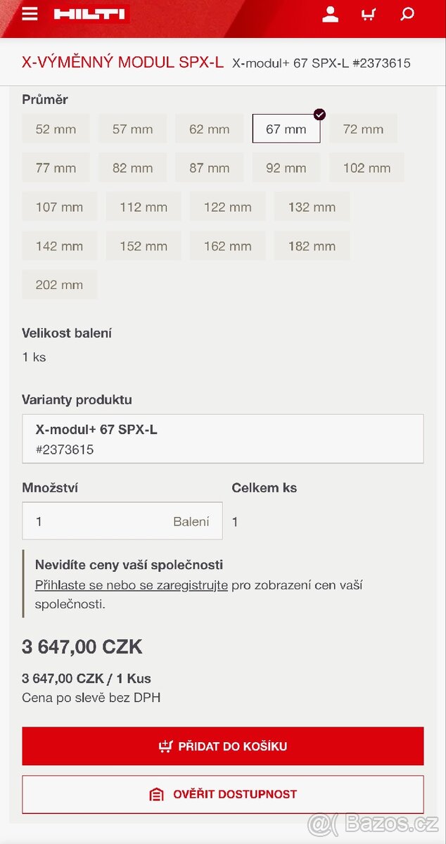 Nová korunka Hilti pro jádrové vrtání o průměru 67mm - 7