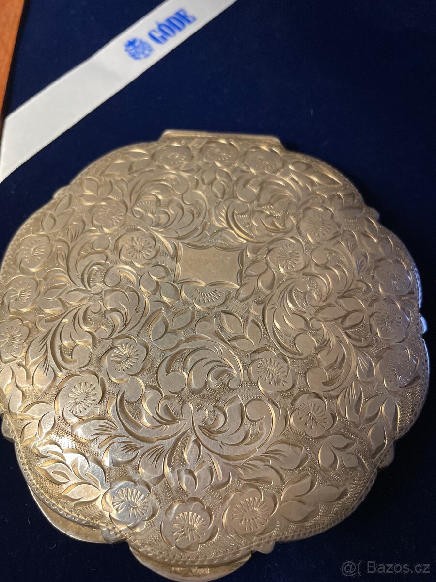 VELKÁ luxusní stříbrná PUDŘENKA-120g stará 110let - 7