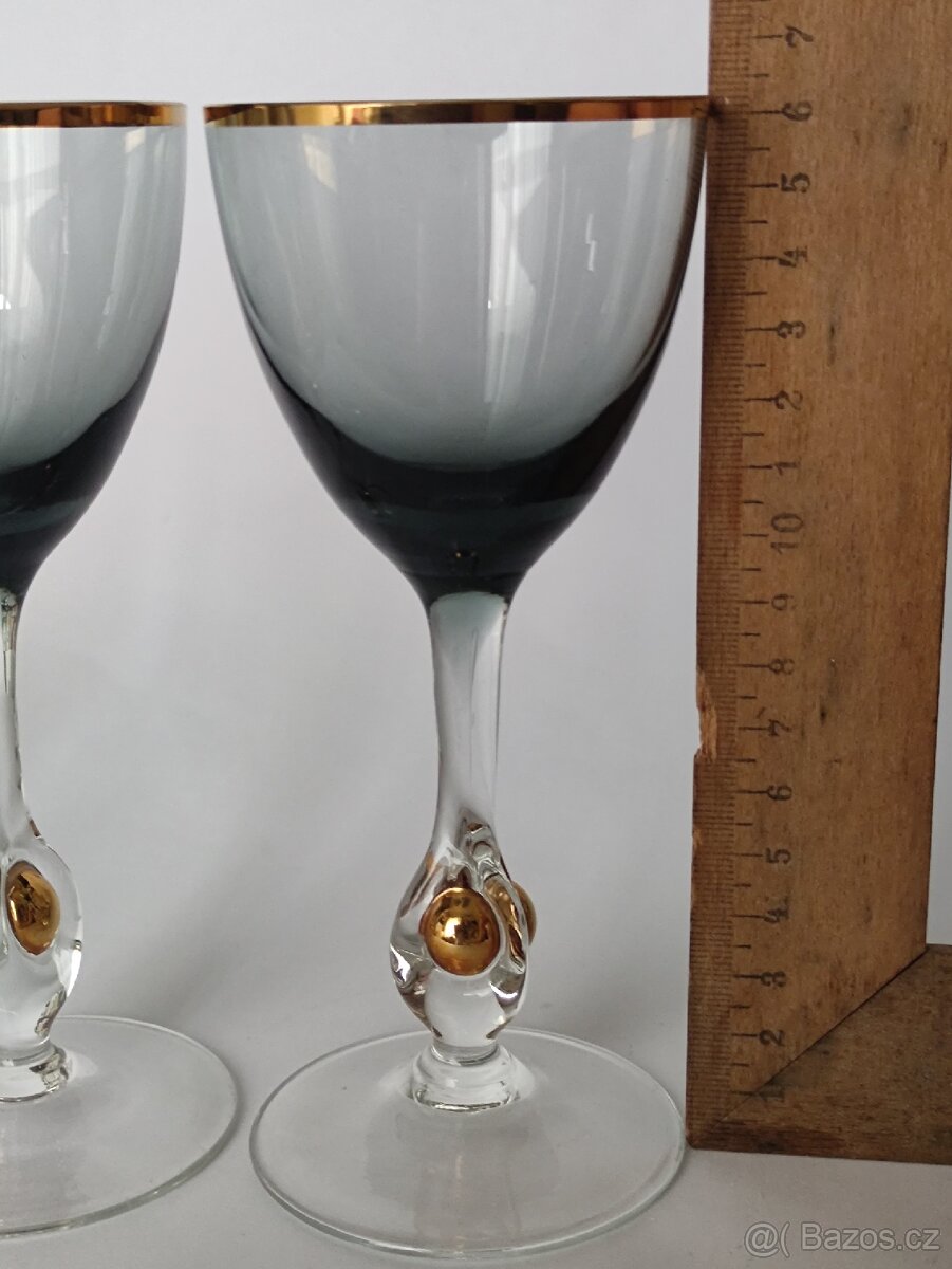 Luxusní sklenice Zlatá Zuzana, retro skleničky, ČSSR - 7