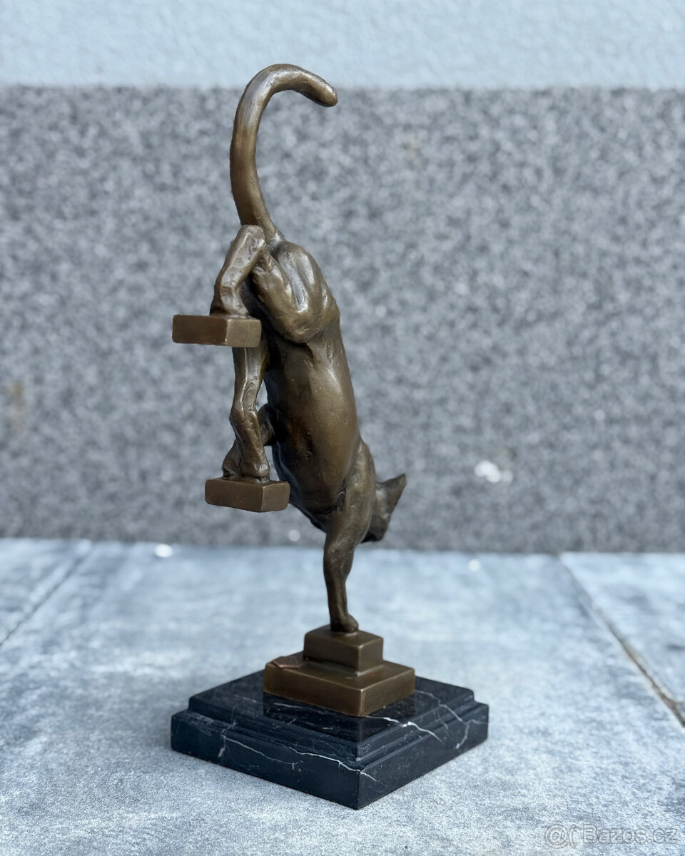 Bronzová socha Kočka luxusní dekorace mazlíček figurka dárek - 7